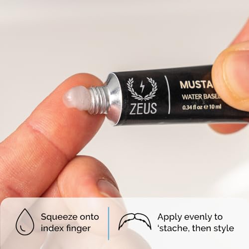 ZEUS Mustache Styling Wax for Men, Water-Based Formula with Mega Hold for a Refined, Long-Lasting Look (Made in Germany) 0.34 Fl. Oz.