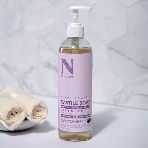 Dr. Natural Castile Liquid Soap, Lavender, 16 oz - Plant-Based - Made with Organic Shea Butter - Rich in Coconut and Olive Oils - Sulfate and Paraben-Free, Cruelty-Free - Multi-Purpose Soap