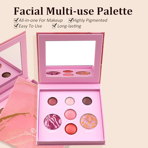 Color Nymph Baked Face Palette B - Travel Makeup Kit with Blush, Highlighter & Eyeshadow