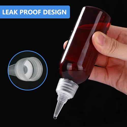 4 Pack 1 Oz (30ml) Amber Plastic Essential Oil Bottles with Funnel, Labels for Liquid Storage - No Droppers Needed