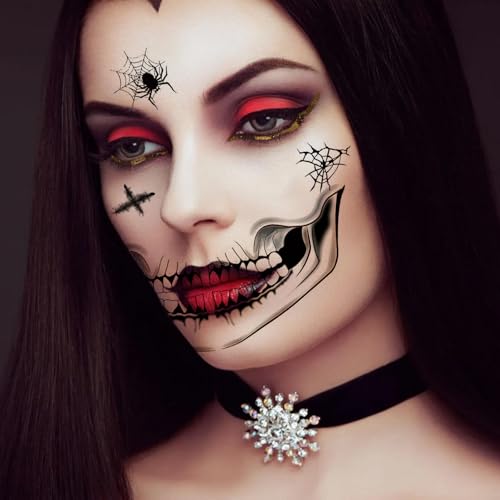 Halloween Skeleton Face Tattoo Stickers - Zombie Makeup Kit