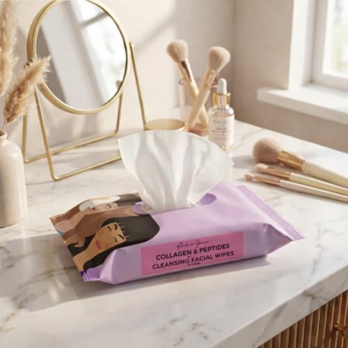 Andrea Grace Cleansing Face Wipes - 4 Pack Makeup Remover with Collagen & Peptides