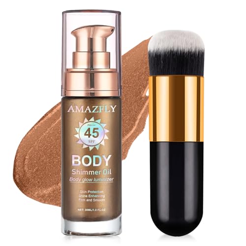 Shimmer Body Oil SPF 45 Sunscreen – Waterproof Luminizer