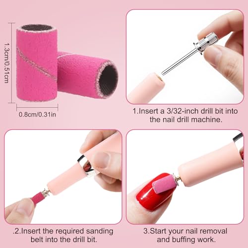 190 Pcs Nail Drill Sanding Bands & Bits Set for Acrylic Gel Manicures