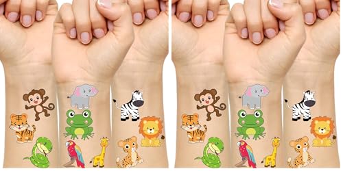 Animal Temporary Tattoos for Kids - 60 Pack Safari Party Favors