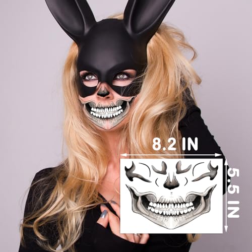 4-Pack Skull Face Halloween Temporary Tattoos