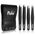 Pefei 4-Piece Stainless Steel Tweezers Set with Case