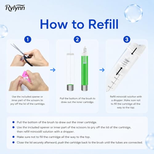 Rylynn 7-in-1 Minoxidil Applicator Brush Set for Hairline Eyebrow Beard - Portable Oil & Serum Dispenser