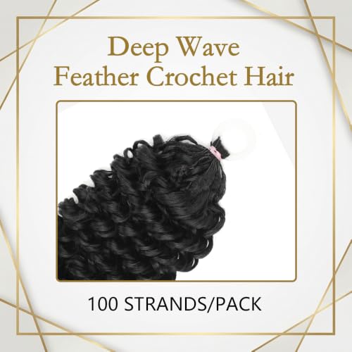14 Inch Deep Wave Crochet Braids Hair Extensions, 120g