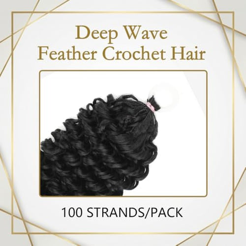 14 Inch Deep Wave Crochet Braids Hair Extensions, 120g