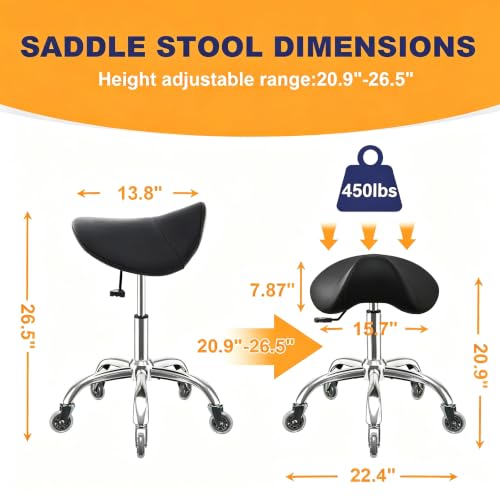 Ergonomic Saddle Stool with 360° Swivel & Height Adjust