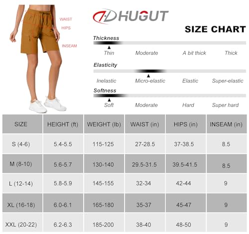 Women's Lightweight Hiking Cargo Shorts Quick Dry Athletic Shorts for Camping Travel Golf with Zipper Pockets Water Resistant