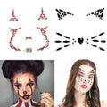 Clown Face Jewel Makeup Sticker Cat Face Gems 3D Gemstone Face Stickers Day of the Dead Temporary Rhinestone Crystal Stones Glitter Body Gems Makeup Stickers for Halloween Carnival Rave Party