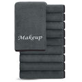 Cosy Family 10 Pack Makeup Remover Wash Cloths - Soft Microfiber Fingertip Facial Cleansing Cloths for Hand and Make Up, 12 x 12 in, Black Grey