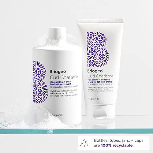 Briogeo Curl Charisma Rice Amino + Avocado Leave-In Defining Cr?me, Anti Frizz Hair Styling Moisturizer, Leave In Cream for Wavy, Curly, Coily Hair, Boosts Hydration, Vegan, Cruelty-Free
