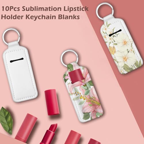 10Pcs Sublimation Lipstick Holder Keychain Blanks