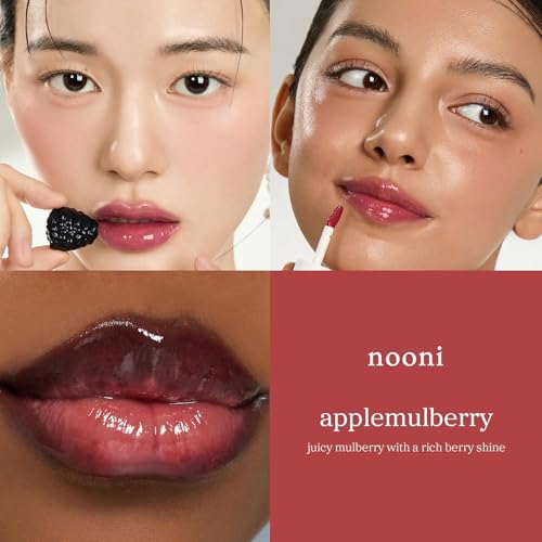 NOONI Korean Lip Oil Set - Moisturizing Gloss Stain for Dry Lips