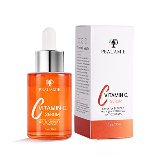 Peauamie Vitamin C Serum for Face Anti Aging Serum with 2% Hyaluronic Acid and 1% Retinol Ferulic Acid,Moisturizer Serum for Fine Lines and Wrinkles 1 fl oz