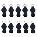 10 Pack Black Neoprene Lipstick Holder Keychain