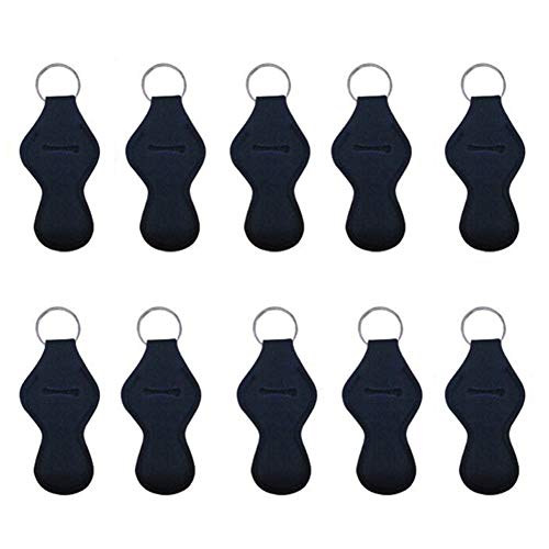 10 Pack Black Neoprene Lipstick Holder Keychain
