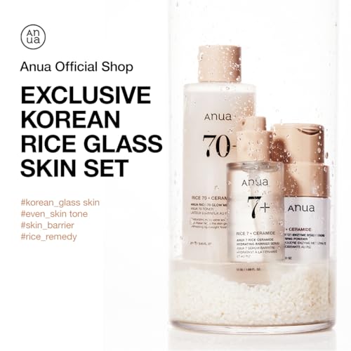 Anua Rice Trio Set : Rice Cleansing Powder & Milky Toner & Hydrating Serum, Marshmallow face mask maker, for Glass skin,Korean Skincare