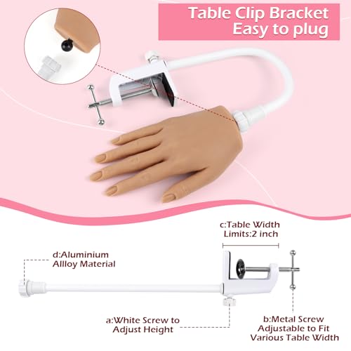 Silicone Practice Hand for Acrylic Nails with Stand