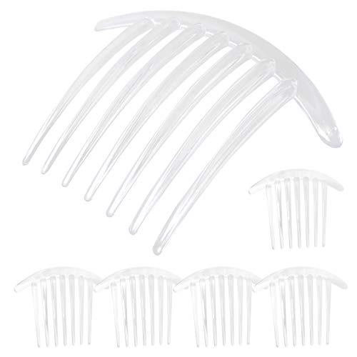 Honbay 6-Piece Clear Plastic French Twist Side Hair Combs, 7-Tooth (4-Inch)