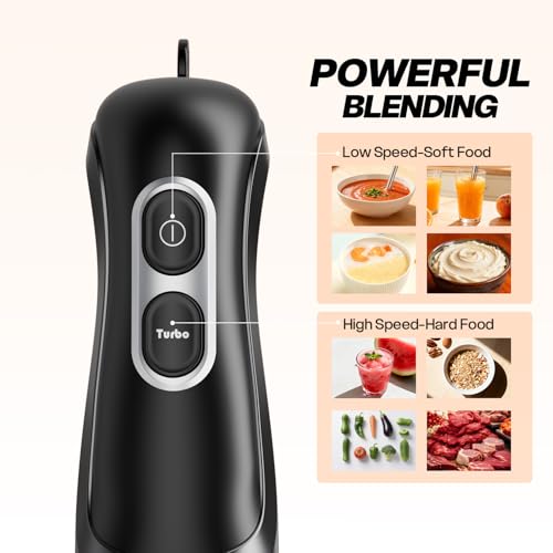 Turelar Immersion Blender Handheld with 2 Speed & Stainless Steel Blades