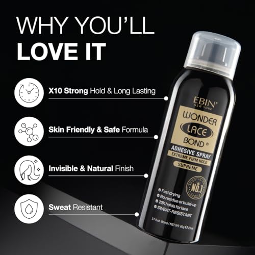 Wonder Lace Bond Adhesive Spray - Extreme Firm Hold, Fast Drying, 2.7 Fl Oz