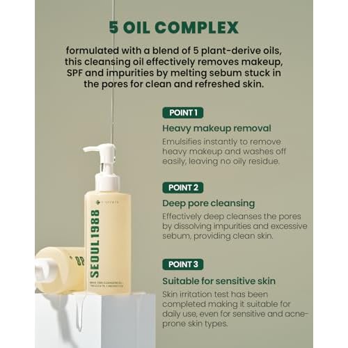 K-SECRET SEOUL 1988 Cica Cleansing Oil ? Deep Pore Cleansing & Gentle Exfoliation | Daily Oil Cleanser for Sensitive Skin | Korean Skincare, 200ml / 6.76 fl oz