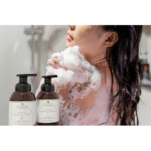 Castile Soap Liquid Unscented 11.5Oz-All Purpose Liquid Castile Soap Unscented Gentle Cleanser For Hair Body Wash Hand Wash Home Nourishing Formula Gentle on Skin For All Ages Daily Care-FoamingBottle