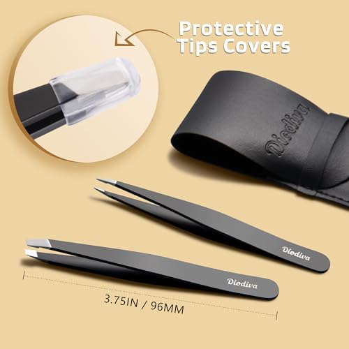 2-Pack Precision Tweezers Set - Slant & Point Tip