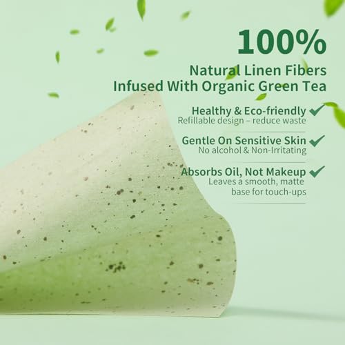 DUcare Oil Blotting Sheets 15M Green Tea - Refillable Dispenser