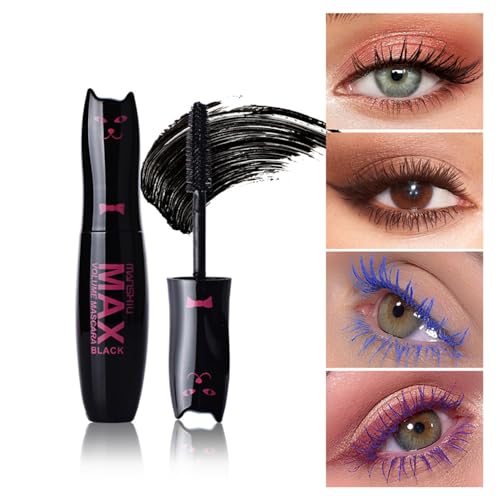 LAMUSELAND Volume Curling Mascara, 4 Colors Waterproof Smudge-proof Thickening Lengthening Liquid Lash Extensions, Natural Long-Lasting Eye Makeup Tool Set for Women Girls (Purple)