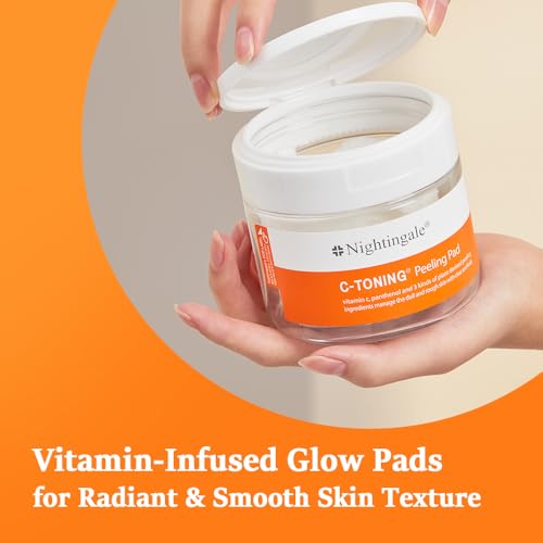 Nightingale C-toning Peeling Pads with Vitamin Complex + AHA?BHA?PHA + Niacinamide, Exfoliating Peel Pads, Sebum Care, Improve Skin Texture, Hypoallergenic, Vegan Pads, korean skin care