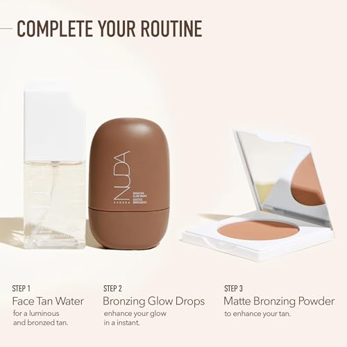 Nuda GlowDrops Face Bronzer Serum with Squalene & Moringa - Lightweight, Buildable, Vegan Liquid Bronzer