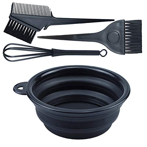 KOENWEENI 4PCS Hair Dye Kit Includes Hair Tinting Bowl Dyeing Brushes Sharp Tail Comb Mixer for DIY Hair Coloring Beauty Salon Tools Set