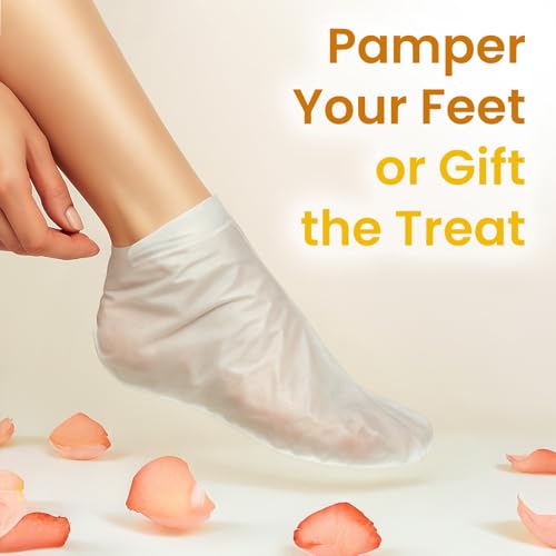Hydrating Foot Mask Socks for Dry Cracked Feet with Shea Butter & Jojoba Oil - 2 Pairs