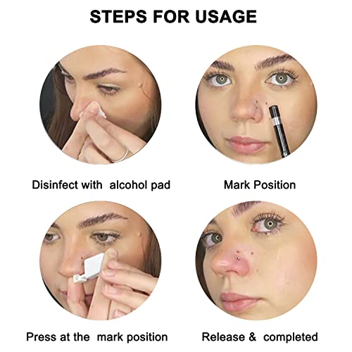 Nose Piercing Kit - 2 Disposable Self-Piercing Guns with 10 Rings