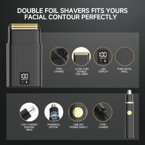 GTS Hair Clippers for Men Professional, Beard Trimmer Kits & Sets, Cordless Mens Hair Trimmer, Electric Shavers, Haircutting Machine with LED Display, for Barber 4 in 1