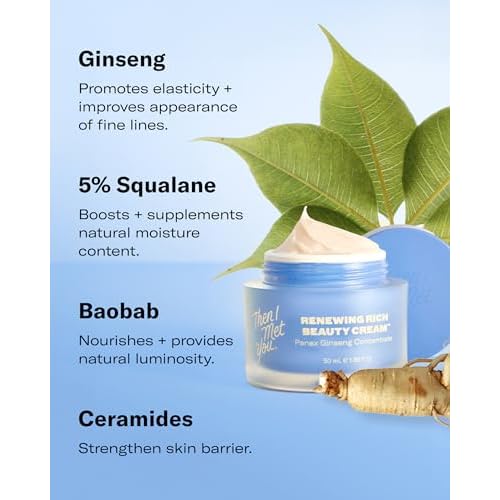 Then I Met You Renewing Rich Beauty Cream, Deep Hydration Korean Moisturizer with Quad Ginseng Complex, Fast Absorbing Vegan-Cruelty-Free Plant-Based Antioxidant, Alcohol Free Skincare for Exfoliated