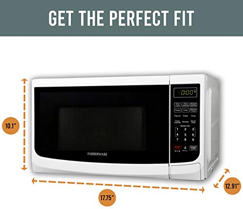 Farberware Countertop Microwave 700 Watts, Cu. Ft. - Microwave Oven With LED Lighting and Child Lock - Perfect for Apartments and Dorms - Easy Clean Grey Interior, Retro White