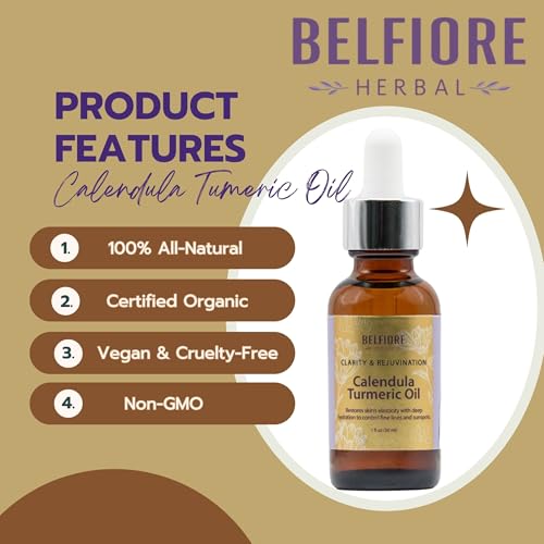 Calendula Turmeric 100% Pure Natural Organic Oil, Healthy Skin, Collagen Boosting Anti Wrinkle, Vegan, 1 ounce