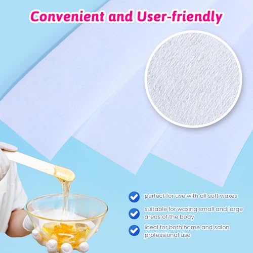 200 Pieces Non-Woven Wax Strips Pack with Reusable Spatula for Hair Removal
