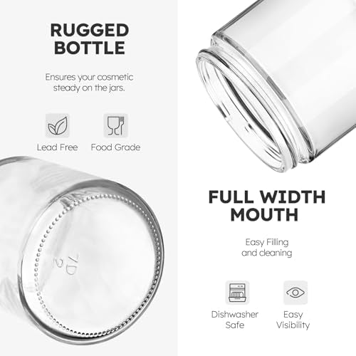 Tecohouse 8 oz Glass Jars with Lids, 30 Pack Candle Jars Canning Mason Jars with Lids, White Labels & Inner Liners, Empty Airtight Round Clear Slime Containers for Cream, Spice, Lotion, Ointments