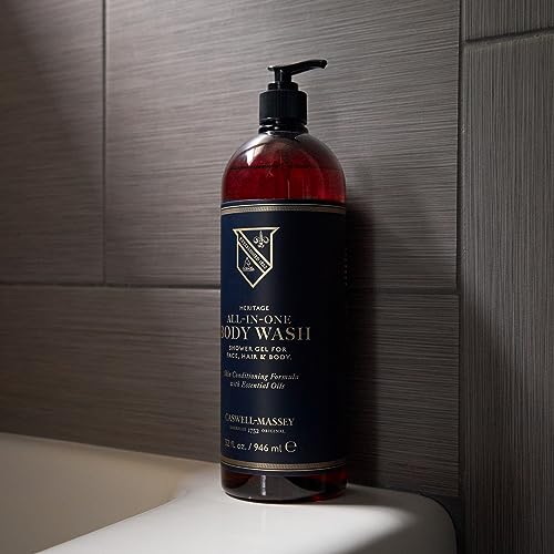 Caswell-Massey Heritage All-in-1 Body Wash, Use as a Face Wash, Beard Wash, Shampoo, Body Wash & Shave Gel, Signature Heritage Soap for Men, 12 Fl Oz