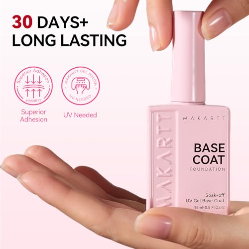 Makartt Gel Base Coat 15ml No-Wipe Formula UV LED