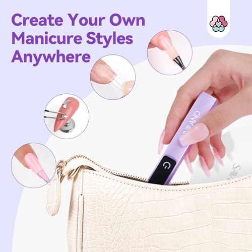 SAVILAND Purple Handheld UV Nail Light with Magnetic Stand, Fast 10s Curing