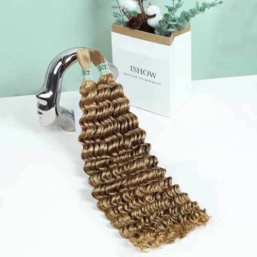 ISHOW Virgin Human Braiding Hair 24" Deep Wave Honey Blonde 100g