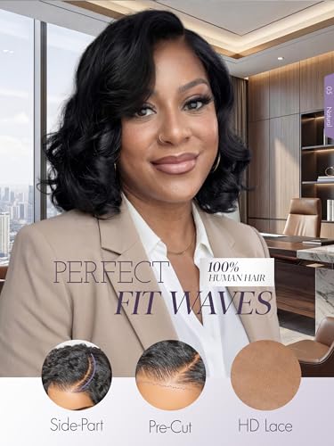 LUVME Hair Loose Body Wave Wig 14 Inch Natural Black HD Lace Side Part